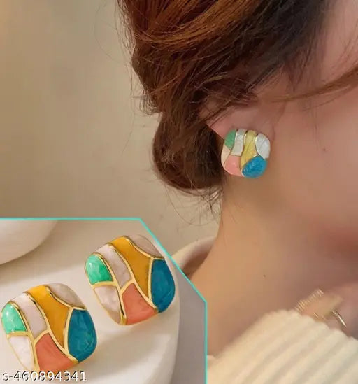 Stone-Set Korean Earrings