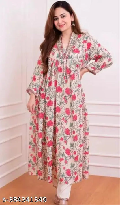 Dazzling Bloom Kurti Pant Set