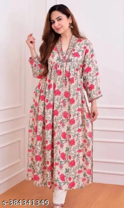 Dazzling Bloom Kurti Pant Set